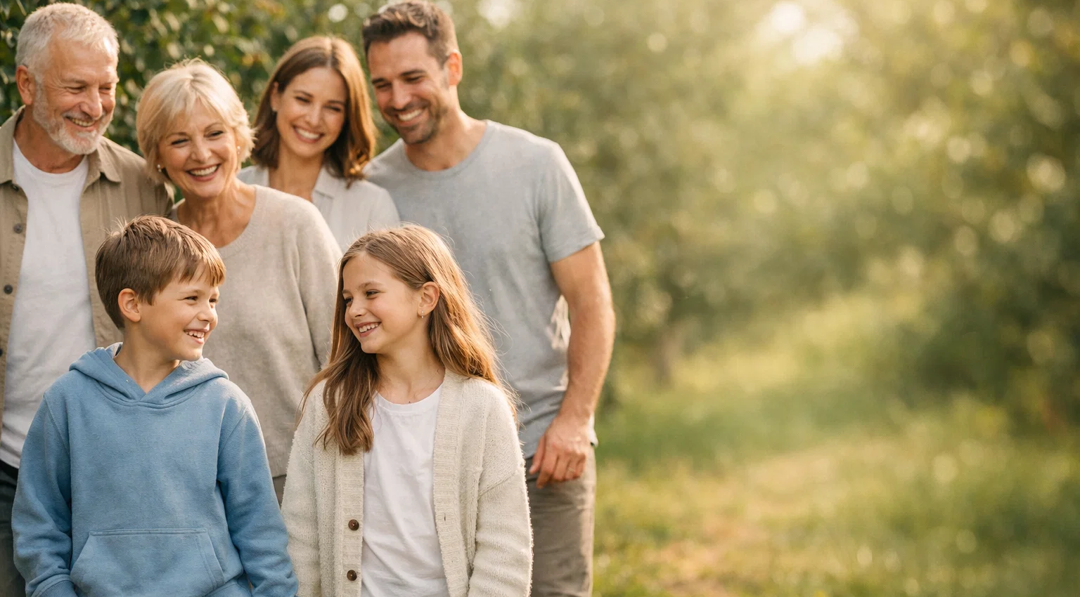משפחה מחייכת בטבע